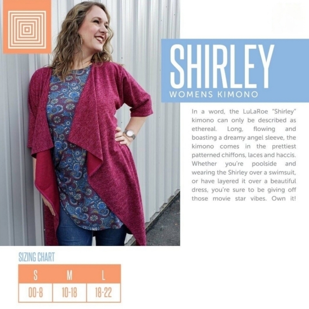 Lularoe, Shirley Kimono, Elegant Collection, Crushed Peacock Blue,‎ Size Small - Picture 5 of 6